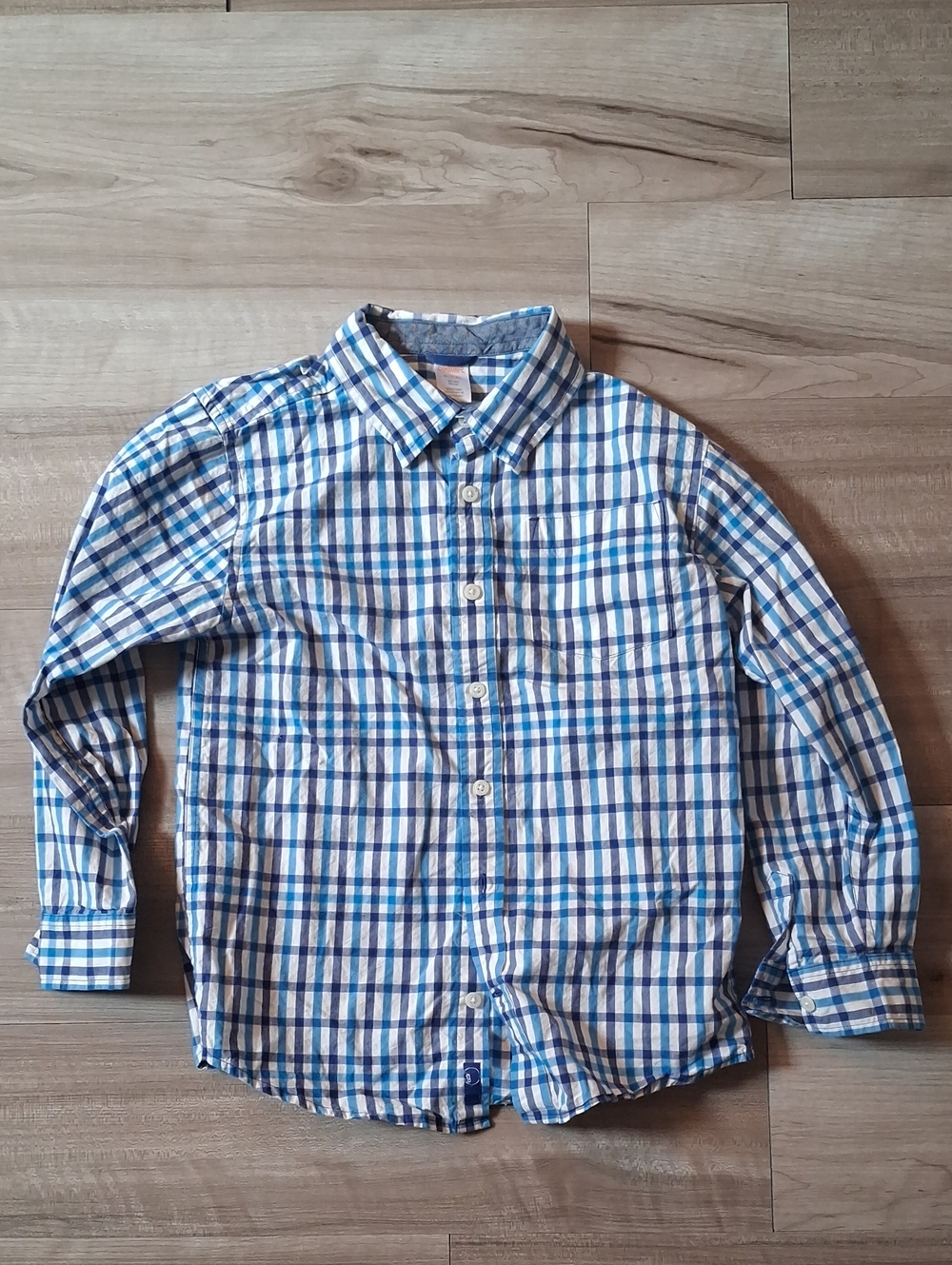 Gymboree Blue & White Plaid Button-Down Shirt Size Boys 7-8 Years (N)